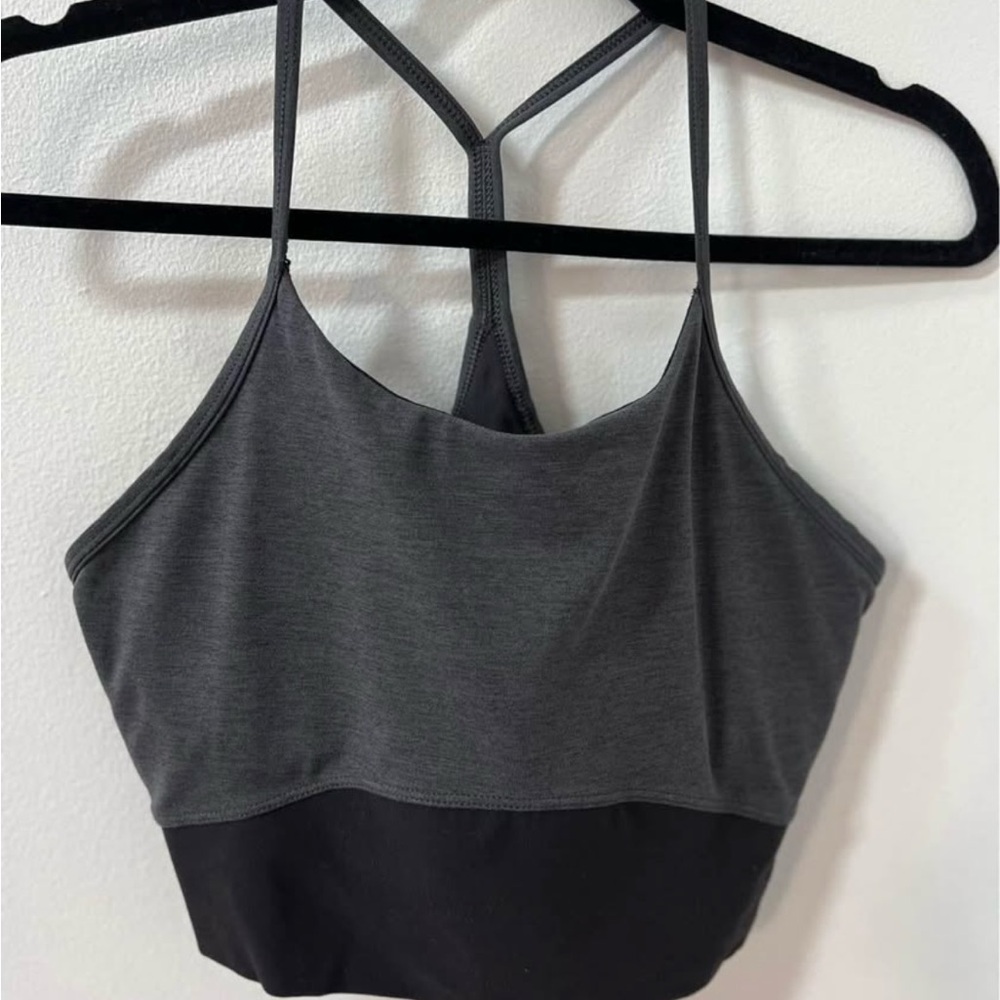 Womens black and gray Longline Sports Bra, STORI by Katy Hearn, size 8